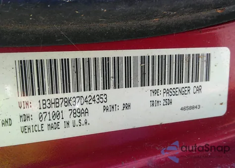 2007 Dodge Caliber R/T from USA, damaged, VIN 1B3HB78K37D424353